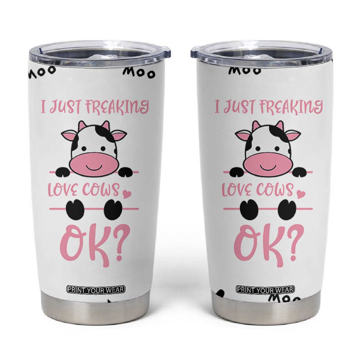 Cow Gifts For Women Tumbler Cup Funny Cow Lovers Gift For Women Girlfrend Kids TB10 White Print Your Wear