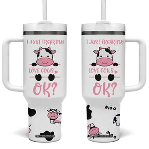 Cow Gifts For Women Tumbler With Handle Funny Cow Lovers Gift For Women Girlfrend Kids TB10 One Size: 40 oz White Print Your Wear