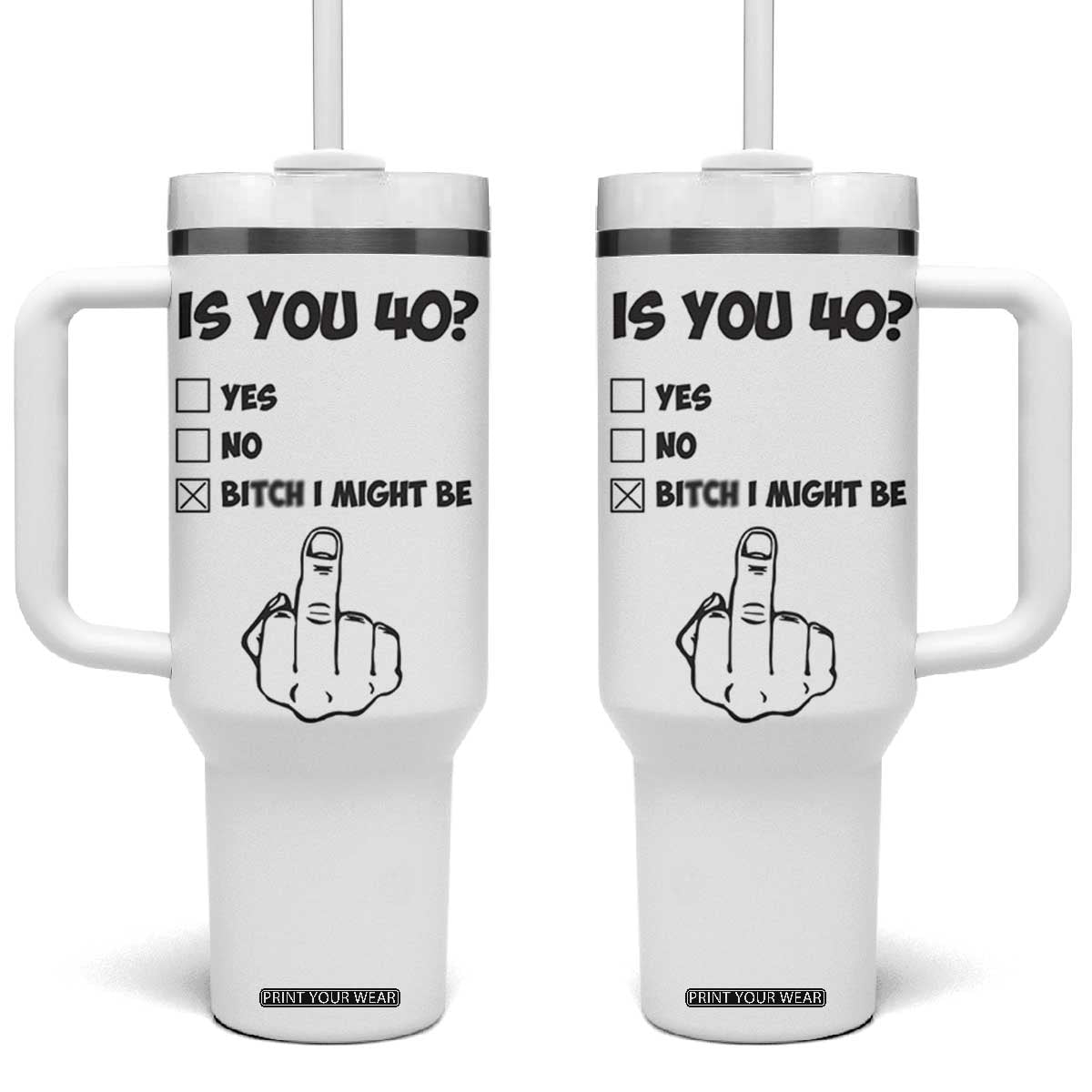 Funny 40th Birthday Tumbler With Handle Funny Is You 40 Year Old 1986 Birthday Gifts TB10 One Size: 40 oz White Print Your Wear