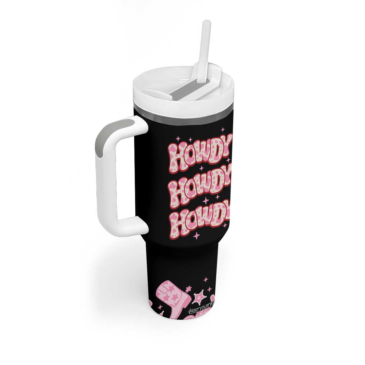 Howdy Cowgirl Tumbler With Handle Western Girl Country Rodeo Pink Cowgirl TB10 Print Your Wear