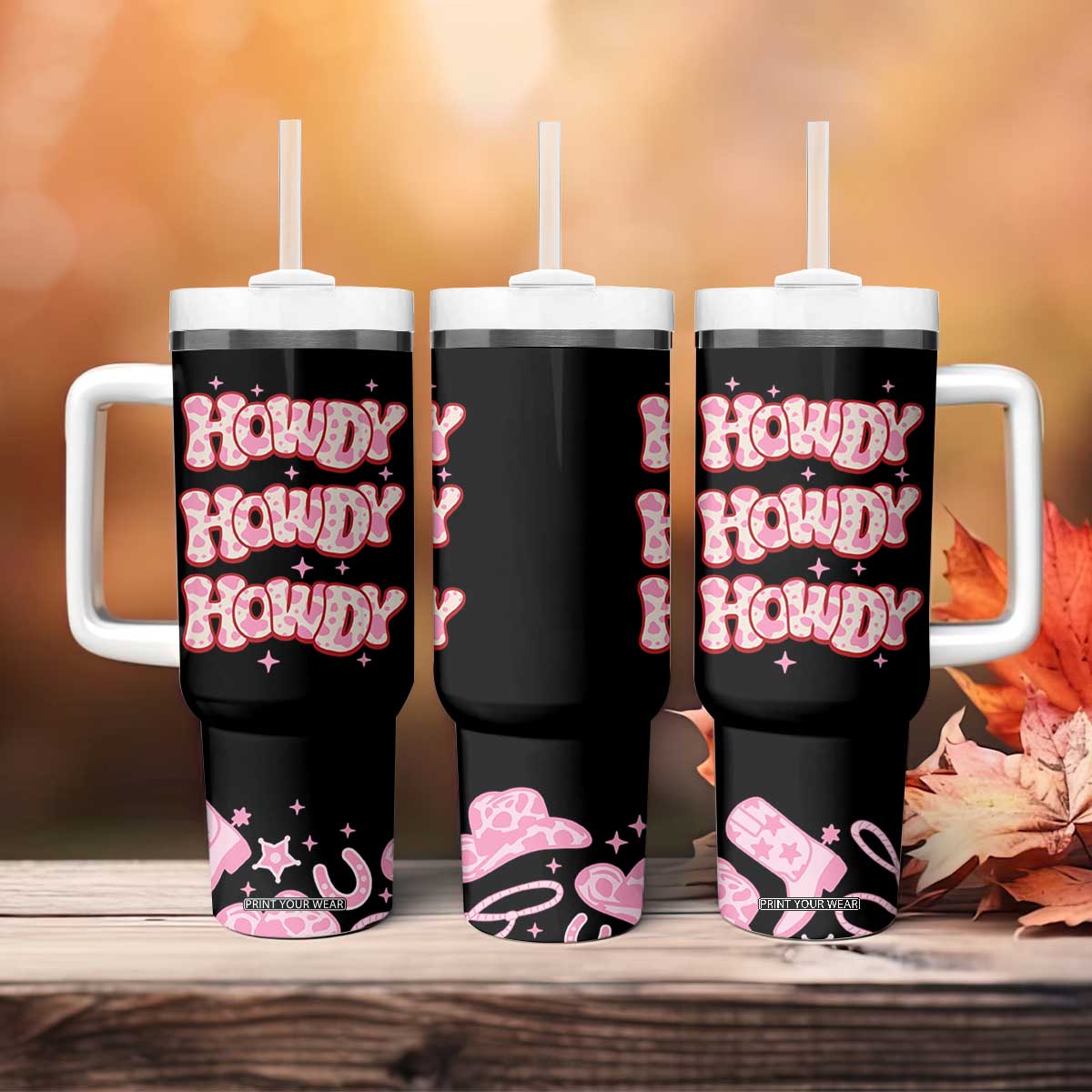 Howdy Cowgirl Tumbler With Handle Western Girl Country Rodeo Pink Cowgirl TB10 Print Your Wear