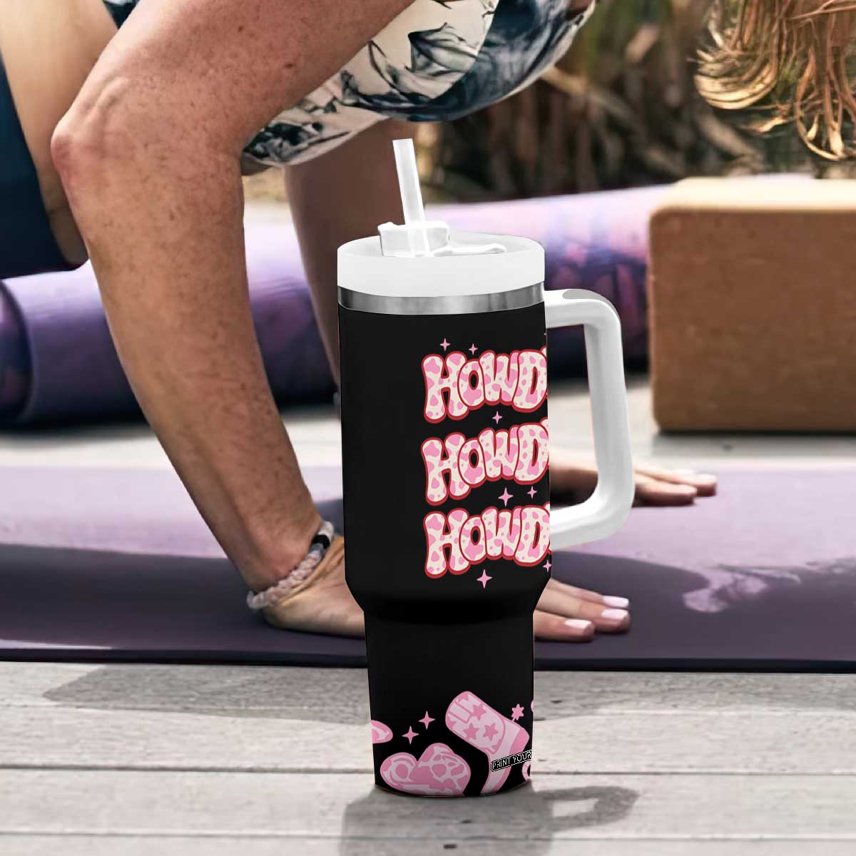 Howdy Cowgirl Tumbler With Handle Western Girl Country Rodeo Pink Cowgirl TB10 Print Your Wear