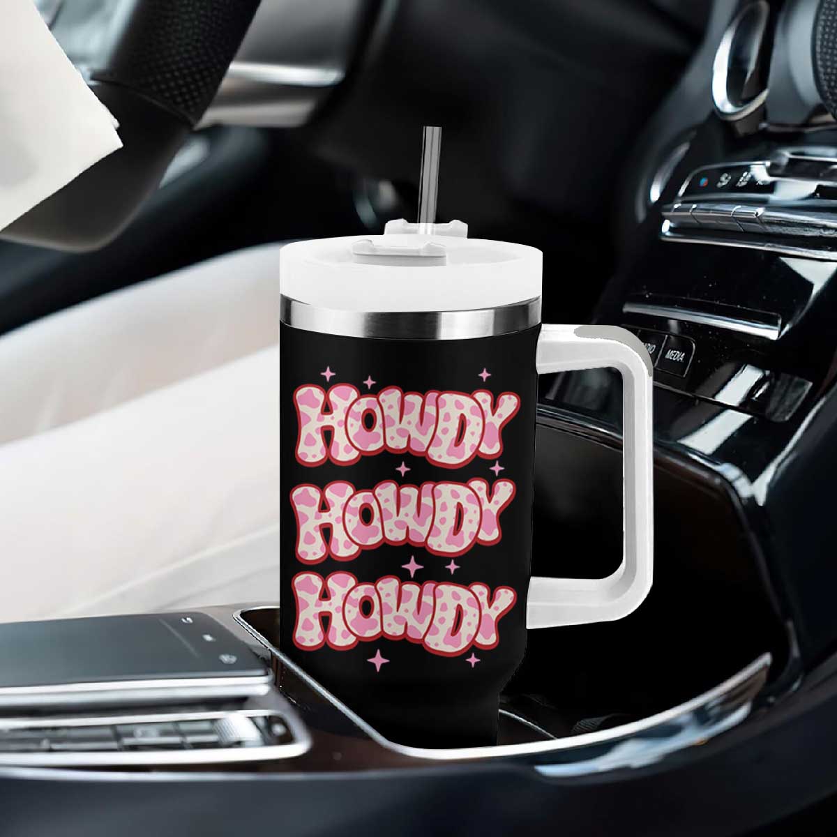 Howdy Cowgirl Tumbler With Handle Western Girl Country Rodeo Pink Cowgirl TB10 Print Your Wear
