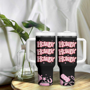 Howdy Cowgirl Tumbler With Handle Western Girl Country Rodeo Pink Cowgirl TB10 Print Your Wear