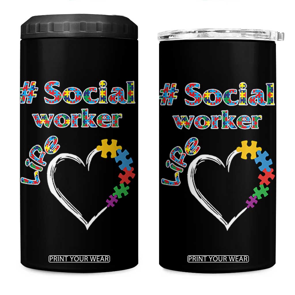 Social Worker Gifts 4 in 1 Can Cooler Tumbler Social Works Practitioner Appreciation Week TB10 One Size: 16 oz Black Print Your Wear