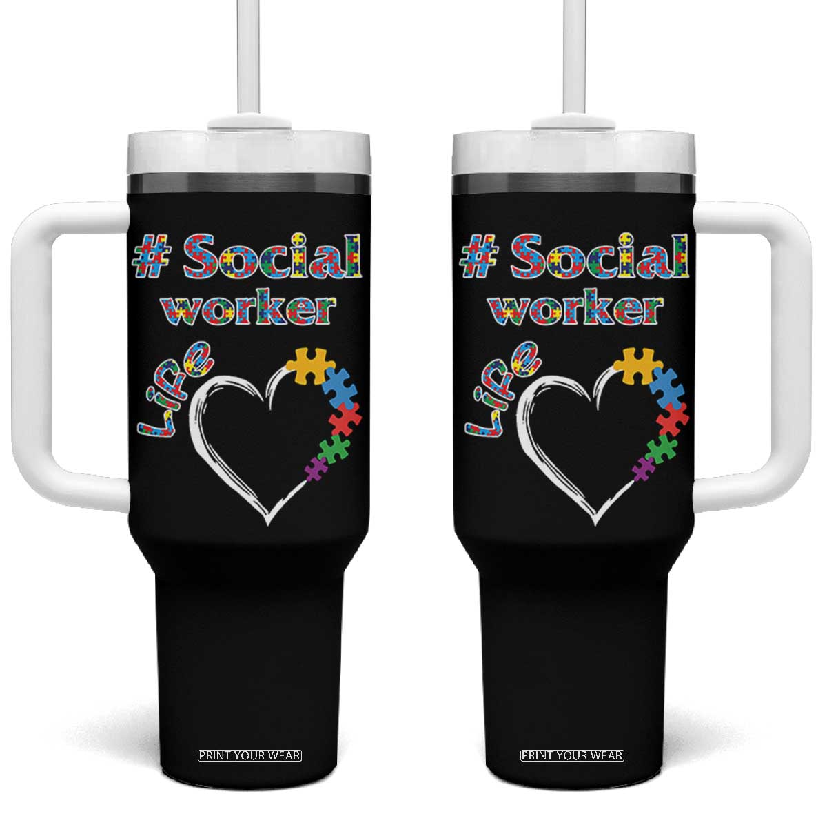 Social Worker Gifts Tumbler With Handle Social Works Practitioner Appreciation Week TB10 One Size: 40 oz Black Print Your Wear