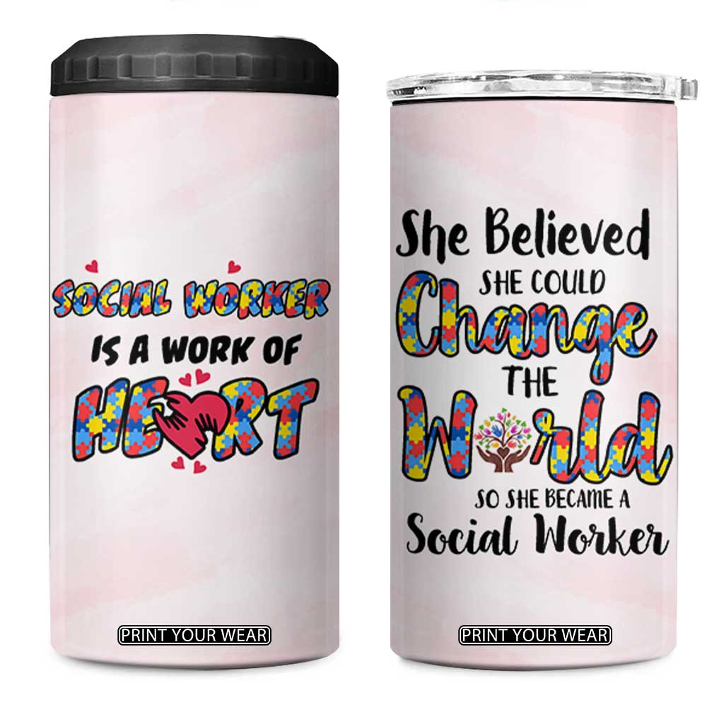 Social Worker Gifts For Women 4 in 1 Can Cooler Tumbler Gift for Social Work Week Office Coworker TB10 One Size: 16 oz Pink Print Your Wear