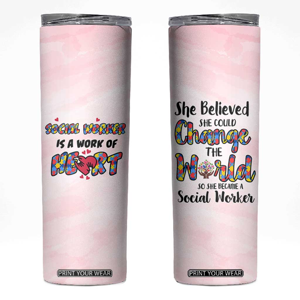 Social Worker Gifts For Women Skinny Tumbler Gift for Social Work Week Office Coworker TB10 Pink Print Your Wear