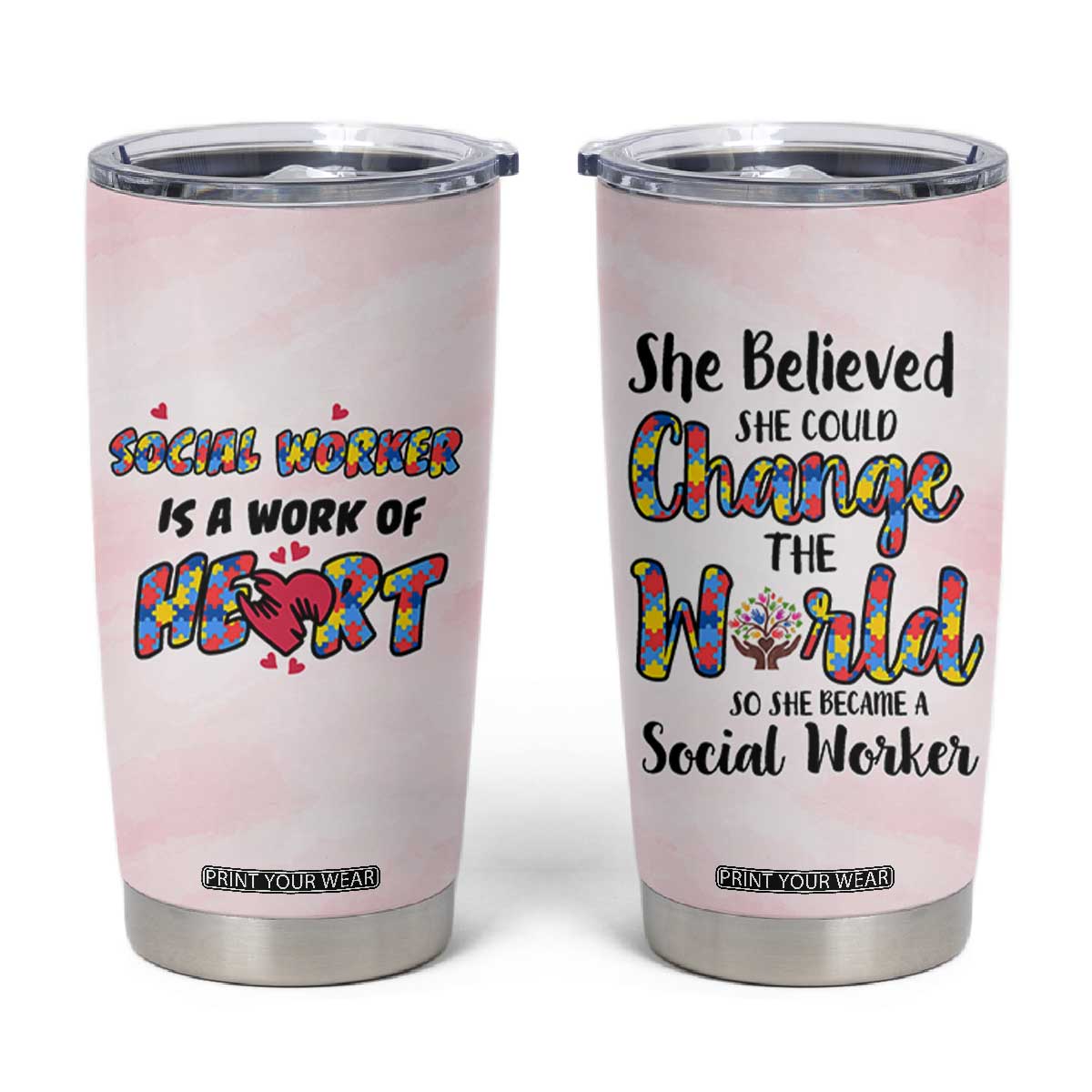Social Worker Gifts For Women Tumbler Cup Gift for Social Work Week Office Coworker TB10 Pink Print Your Wear