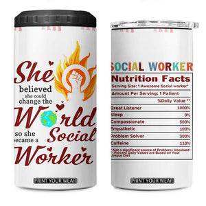 Social Worker Gifts For Women 4 in 1 Can Cooler Tumbler Social Works Practitioner Appreciation Week TB10 One Size: 16 oz White Print Your Wear