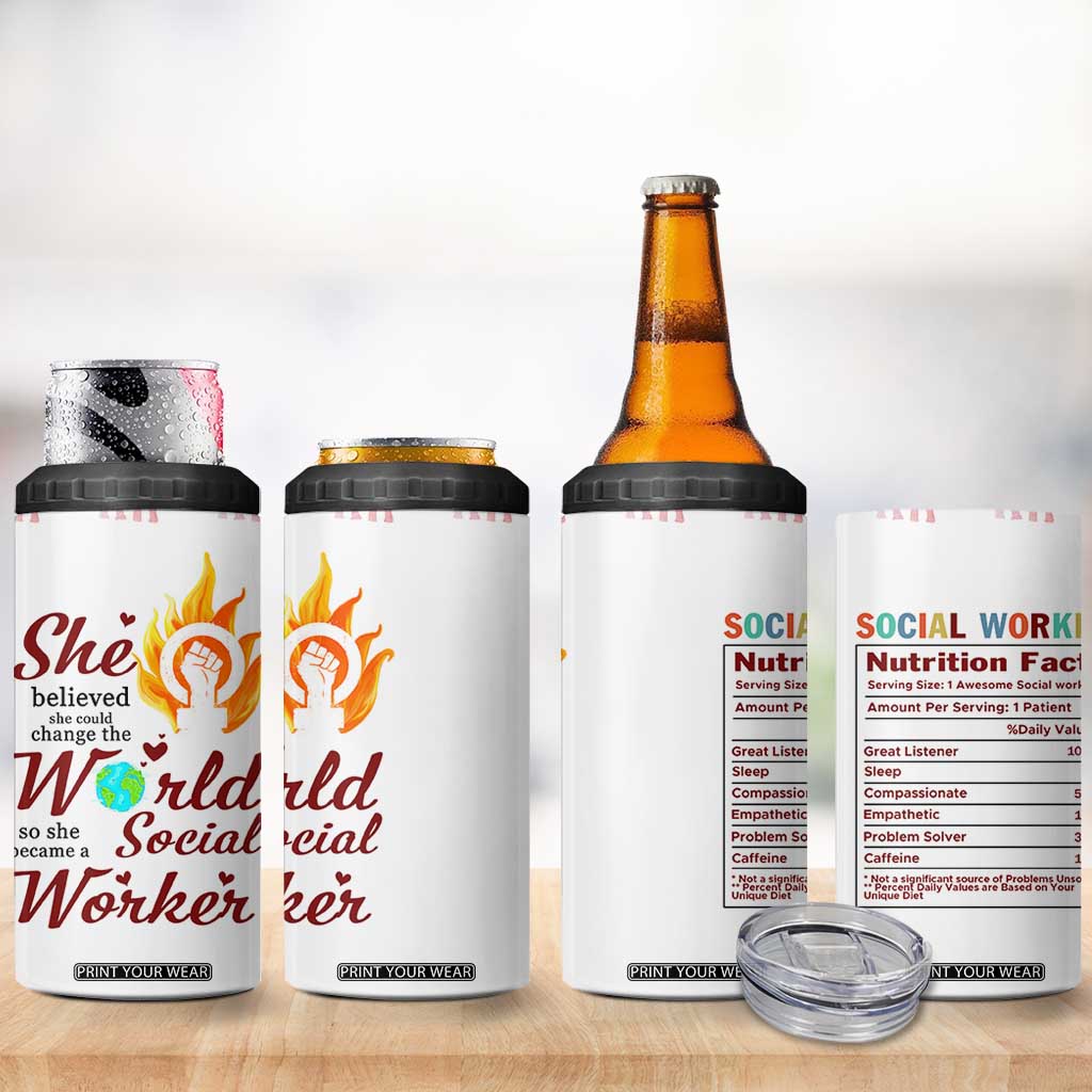 Social Worker Gifts For Women 4 in 1 Can Cooler Tumbler Social Works Practitioner Appreciation Week TB10 Print Your Wear