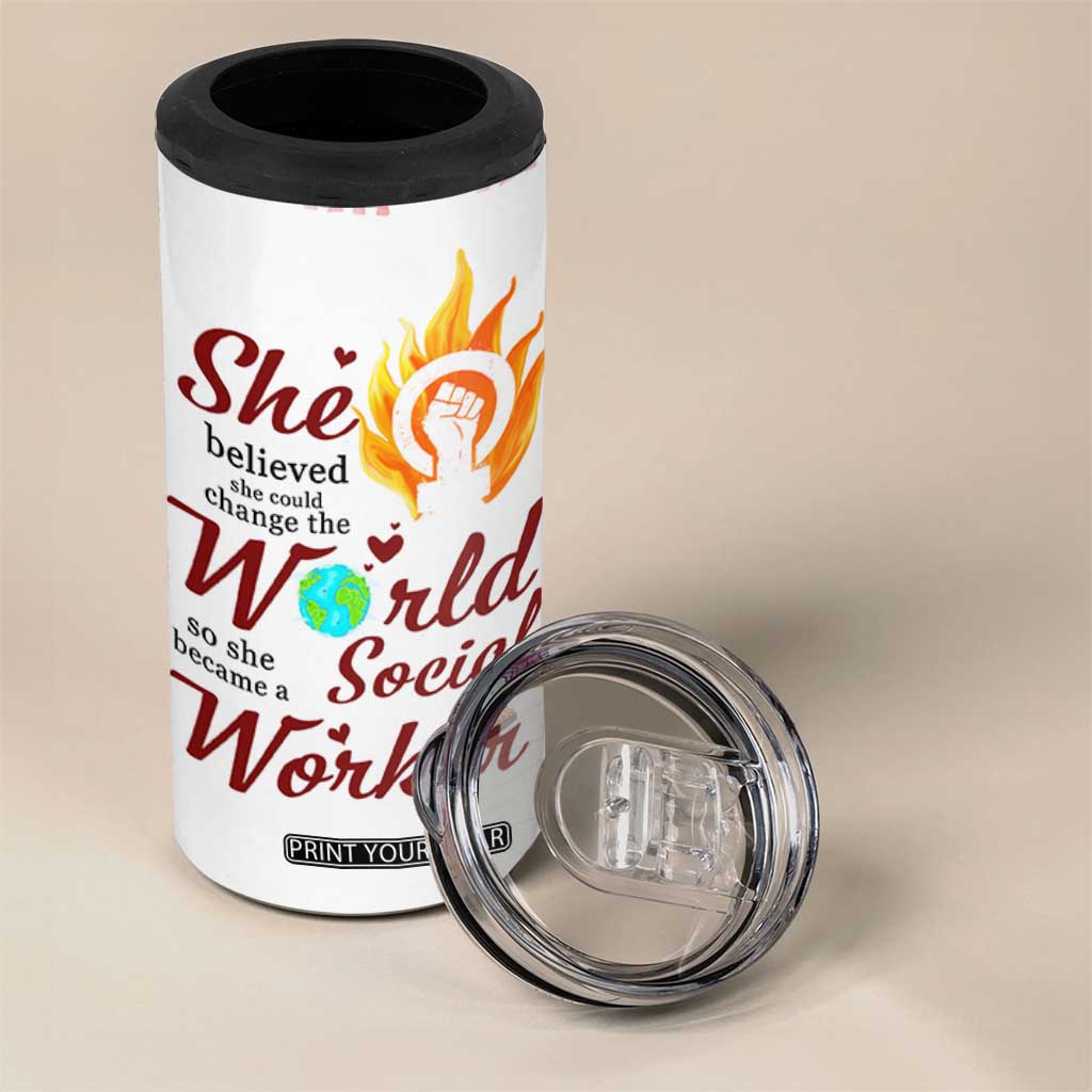 Social Worker Gifts For Women 4 in 1 Can Cooler Tumbler Social Works Practitioner Appreciation Week TB10 Print Your Wear