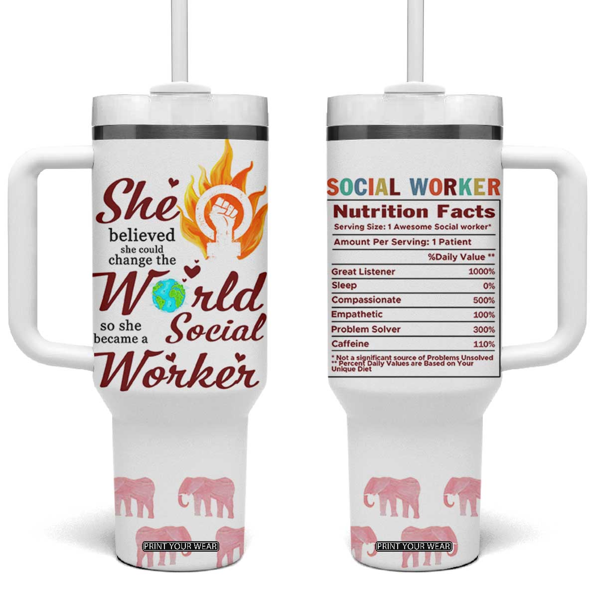 Social Worker Gifts For Women Tumbler With Handle Social Works Practitioner Appreciation Week TB10 One Size: 40 oz White Print Your Wear