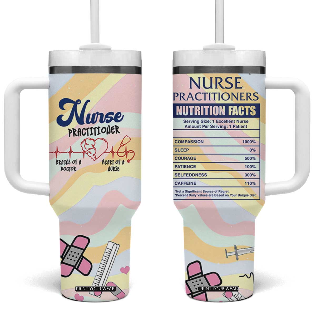 Nurses Practitioner Tumbler With Handle NP Gifts For Women Nursing School TB10 One Size: 40 oz Multicolor Print Your Wear