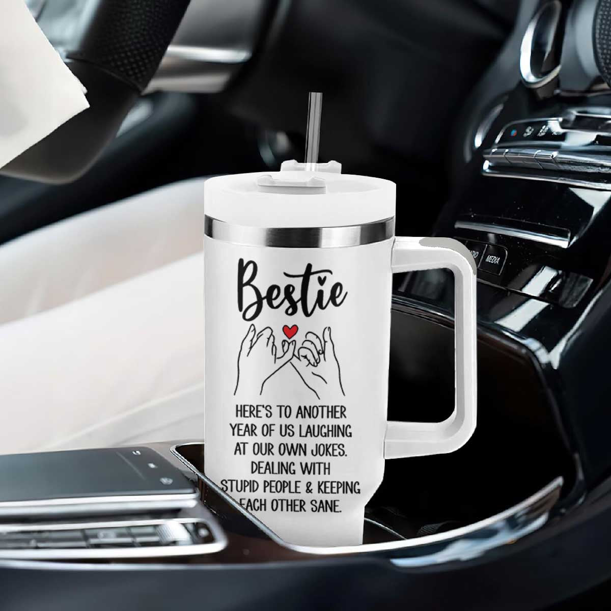Bestie Gifts Tumbler With Handle Funny Best Friend Gift Heres To Another Year Of Us TB10 Print Your Wear