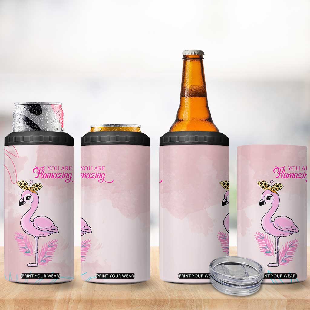 Positive Flamingo Gifts 4 in 1 Can Cooler Tumbler Emotional Support Flamingo Affirmation TB10 Print Your Wear