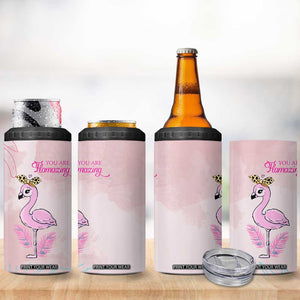 Positive Flamingo Gifts 4 in 1 Can Cooler Tumbler Emotional Support Flamingo Affirmation TB10 Print Your Wear
