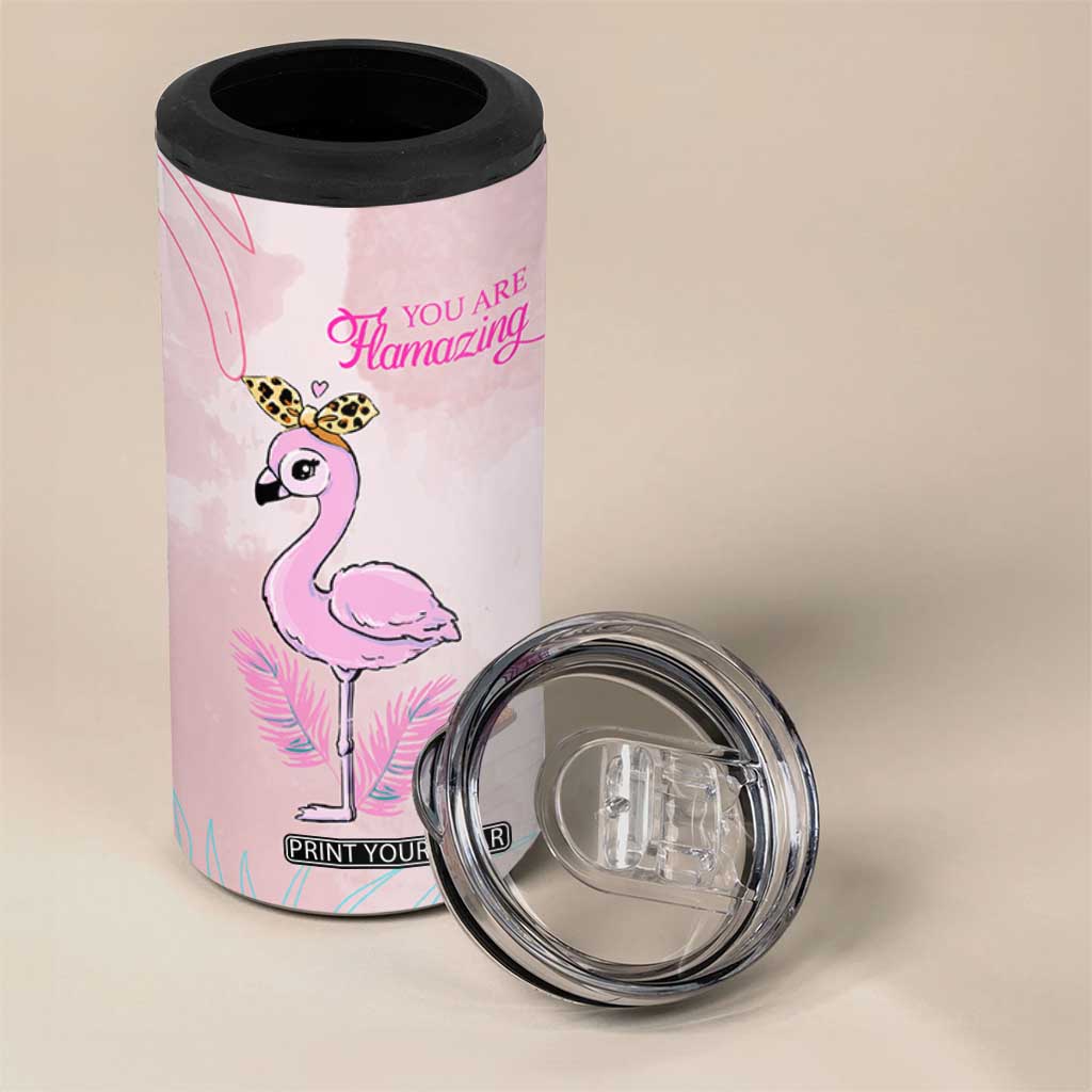 Positive Flamingo Gifts 4 in 1 Can Cooler Tumbler Emotional Support Flamingo Affirmation TB10 Print Your Wear