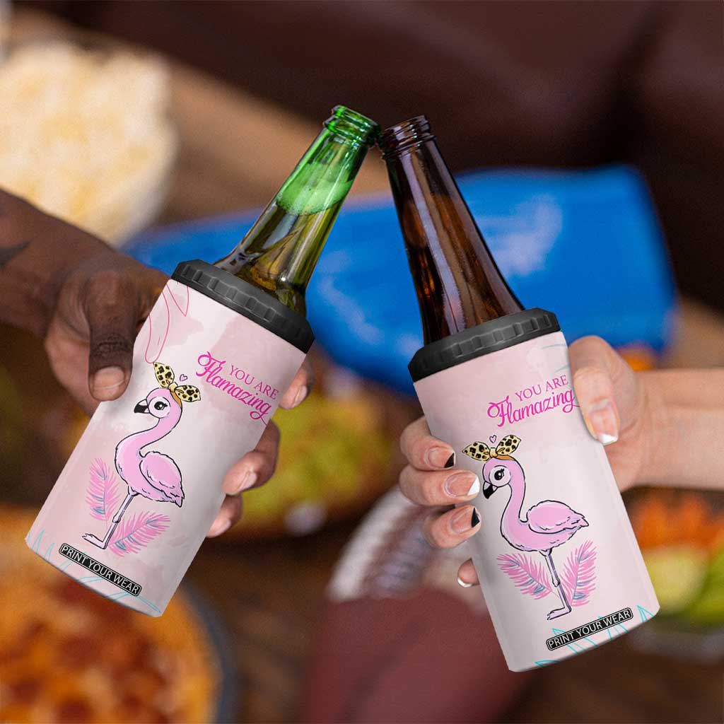 Positive Flamingo Gifts 4 in 1 Can Cooler Tumbler Emotional Support Flamingo Affirmation TB10 Print Your Wear