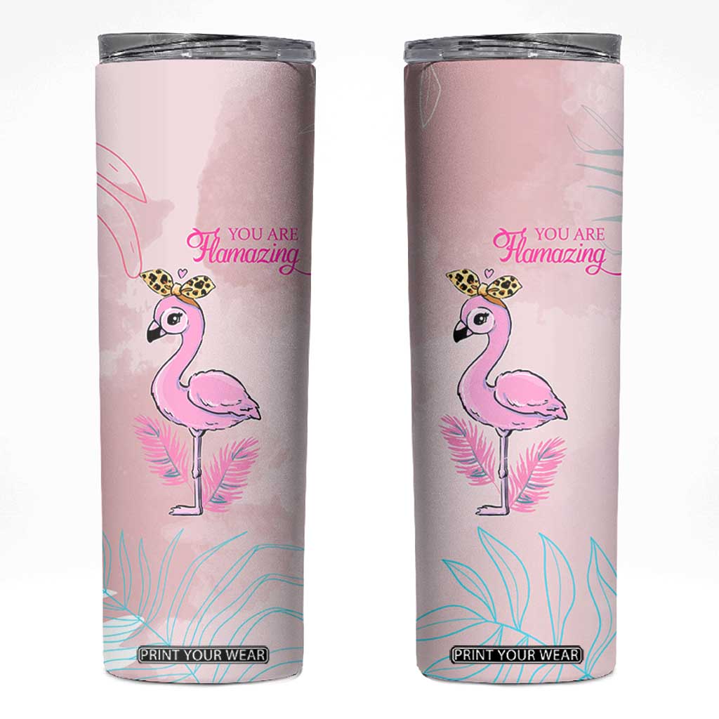 Positive Flamingo Gifts Skinny Tumbler Emotional Support Flamingo Affirmation TB10 Pink Print Your Wear