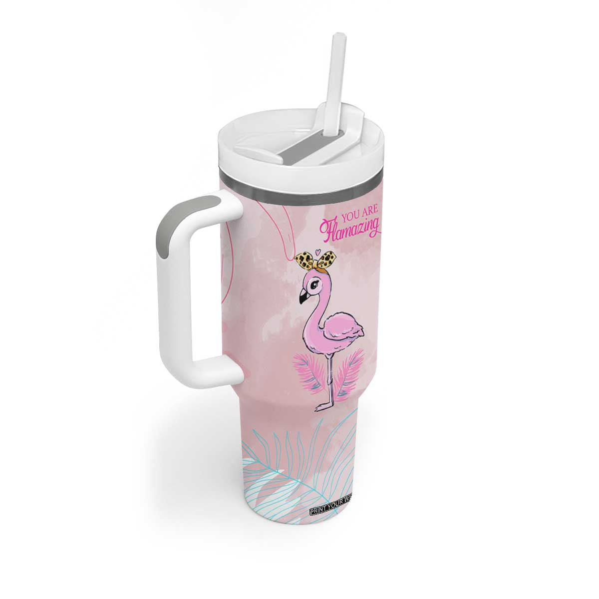 Positive Flamingo Gifts Tumbler With Handle Emotional Support Flamingo Affirmation TB10 Print Your Wear