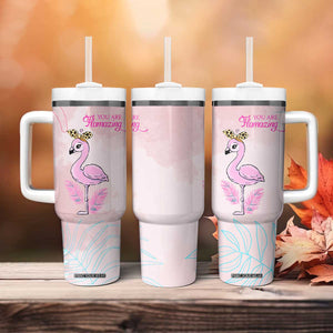 Positive Flamingo Gifts Tumbler With Handle Emotional Support Flamingo Affirmation TB10 Print Your Wear