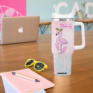 Positive Flamingo Gifts Tumbler With Handle Emotional Support Flamingo Affirmation TB10 Print Your Wear