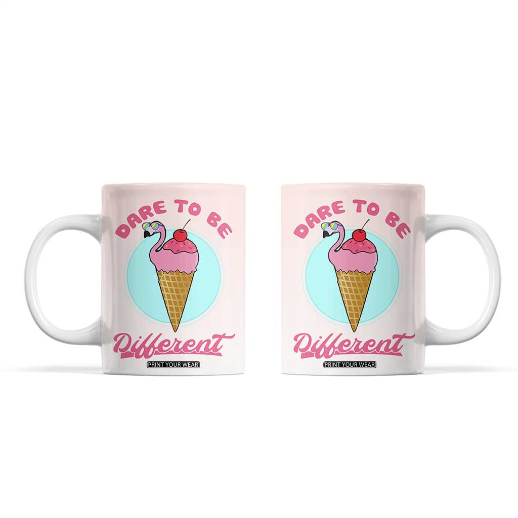 Positive Flamingo Gifts Coffee Mug Dare To Be Different Flamingo Affirmation Gift TB10 Pink Print Your Wear