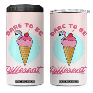 Positive Flamingo Gifts 4 in 1 Can Cooler Tumbler Dare To Be Different Flamingo Affirmation Gift TB10 One Size: 16 oz Pink Print Your Wear