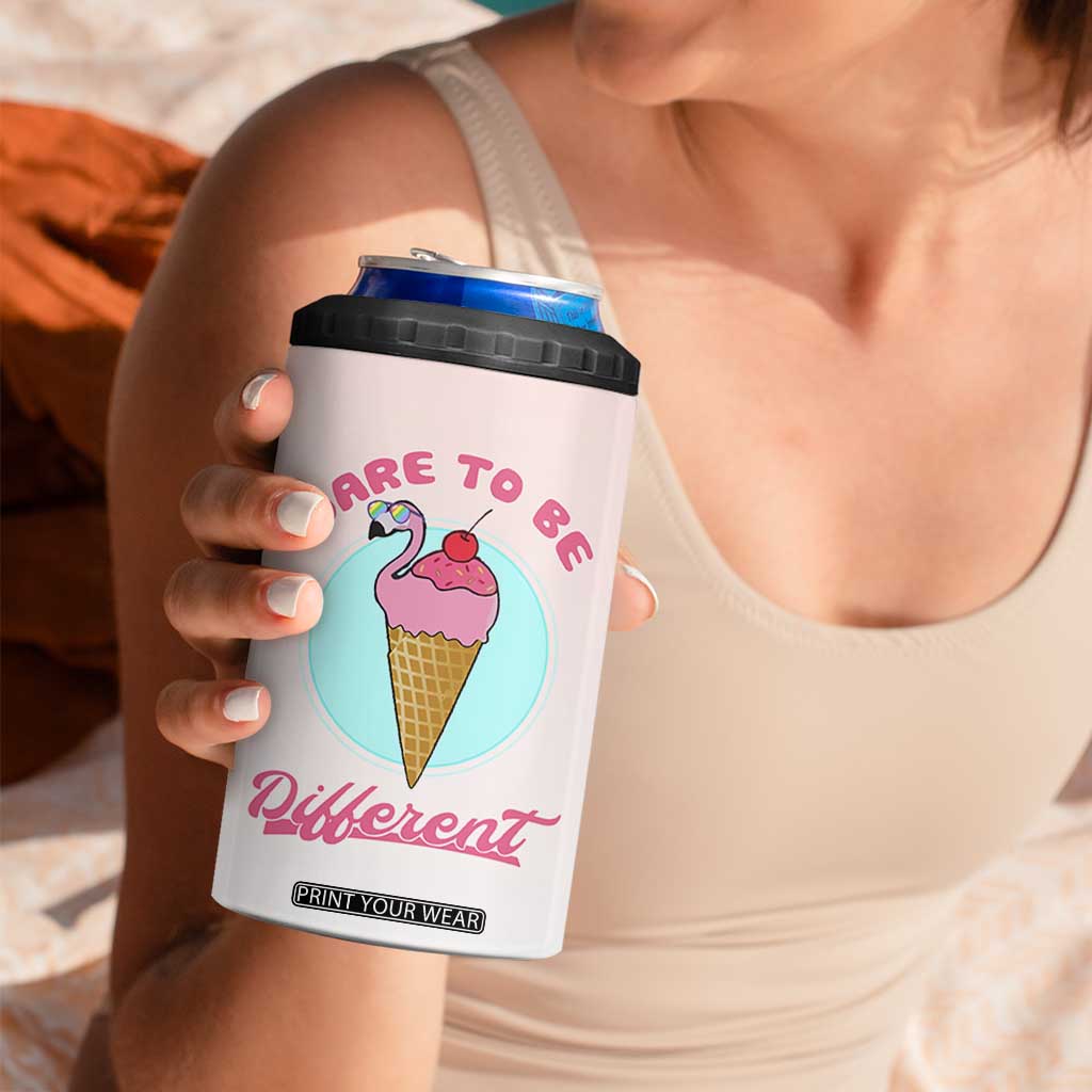 Positive Flamingo Gifts 4 in 1 Can Cooler Tumbler Dare To Be Different Flamingo Affirmation Gift TB10 Print Your Wear