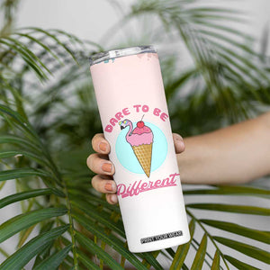 Positive Flamingo Gifts Skinny Tumbler Dare To Be Different Flamingo Affirmation Gift TB10 Print Your Wear