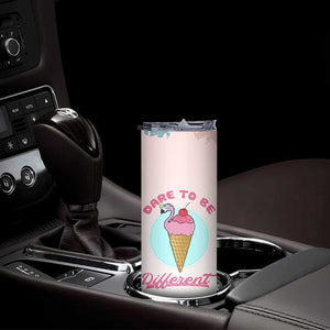 Positive Flamingo Gifts Skinny Tumbler Dare To Be Different Flamingo Affirmation Gift TB10 Print Your Wear