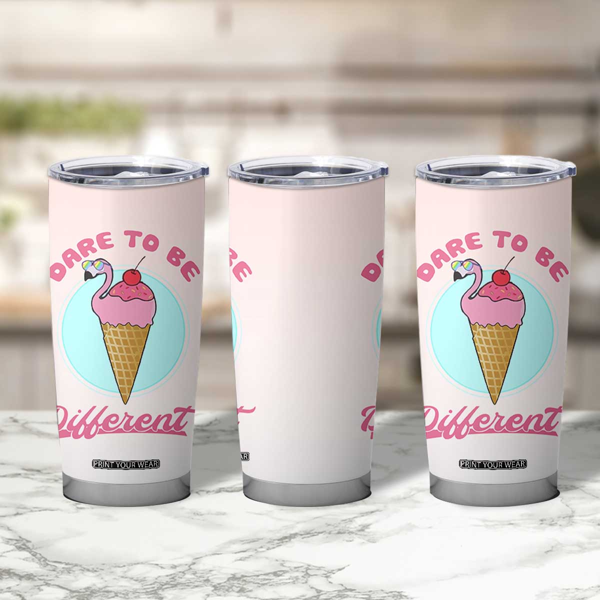 Positive Flamingo Gifts Tumbler Cup Dare To Be Different Flamingo Affirmation Gift TB10 Print Your Wear