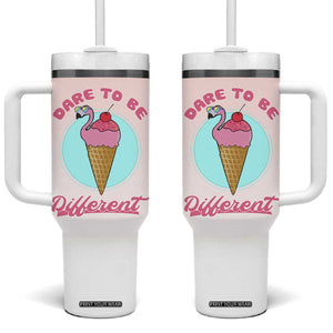 Positive Flamingo Gifts Tumbler With Handle Dare To Be Different Flamingo Affirmation Gift TB10 One Size: 40 oz Pink Print Your Wear