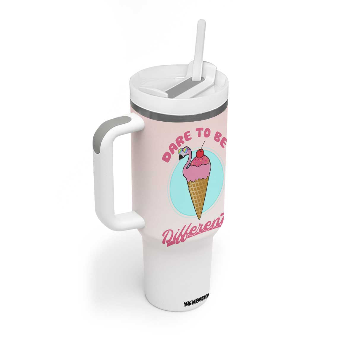 Positive Flamingo Gifts Tumbler With Handle Dare To Be Different Flamingo Affirmation Gift TB10 Print Your Wear
