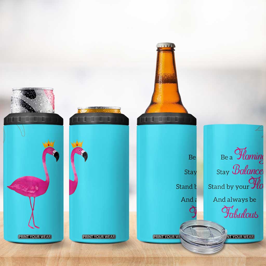 Gifts For Flamingo Lover 4 in 1 Can Cooler Tumbler Positive Flamingo Affirmation Gifts TB10 Print Your Wear