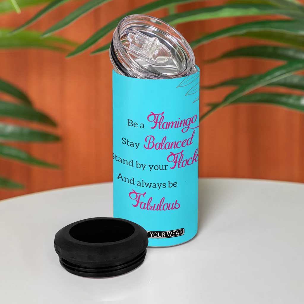 Gifts For Flamingo Lover 4 in 1 Can Cooler Tumbler Positive Flamingo Affirmation Gifts TB10 Print Your Wear