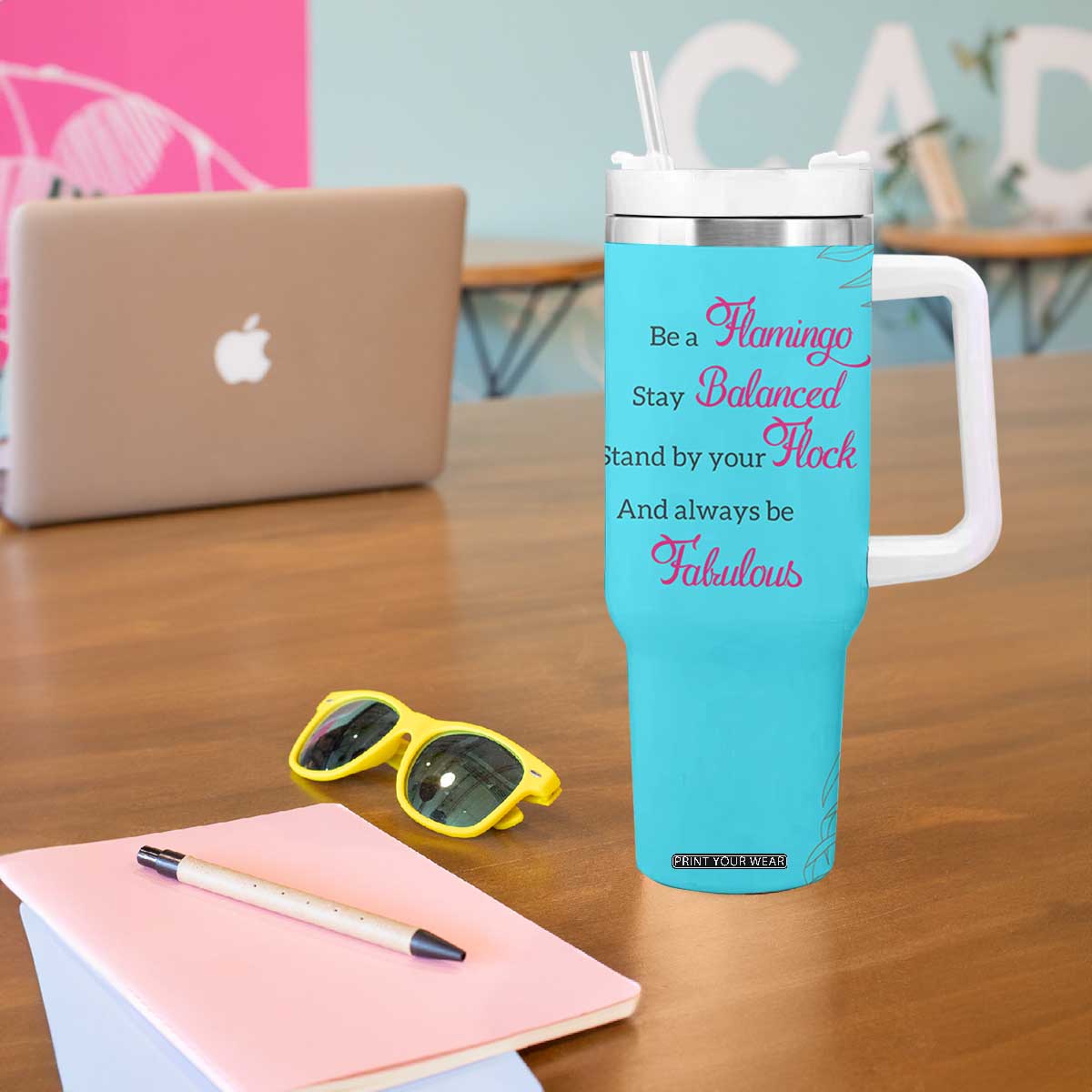 Gifts For Flamingo Lover Tumbler With Handle Positive Flamingo Affirmation Gifts TB10 Print Your Wear