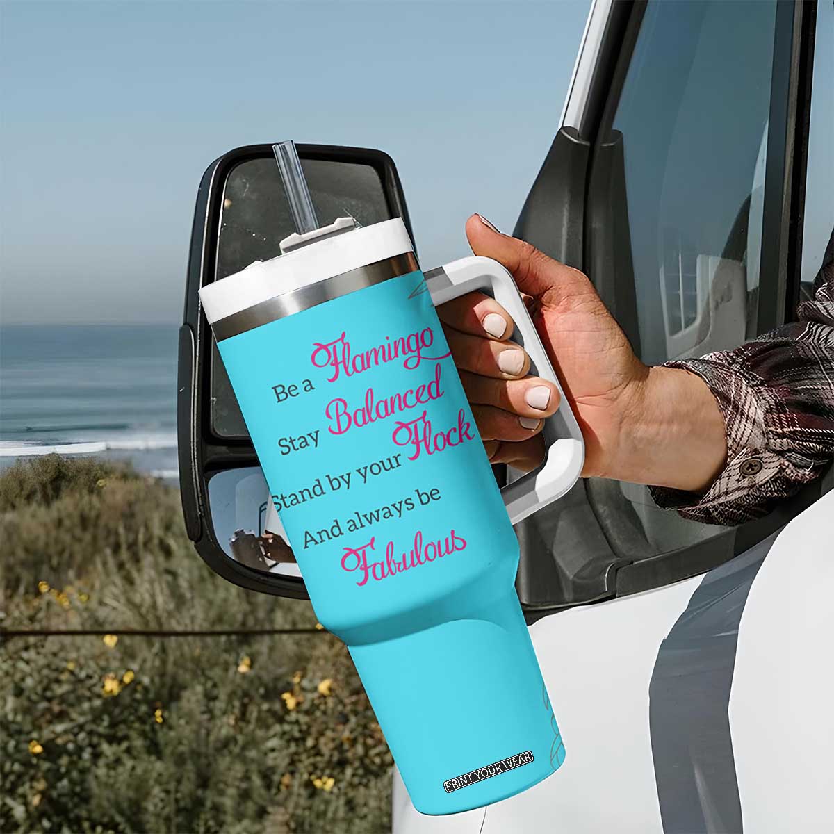 Gifts For Flamingo Lover Tumbler With Handle Positive Flamingo Affirmation Gifts TB10 Print Your Wear