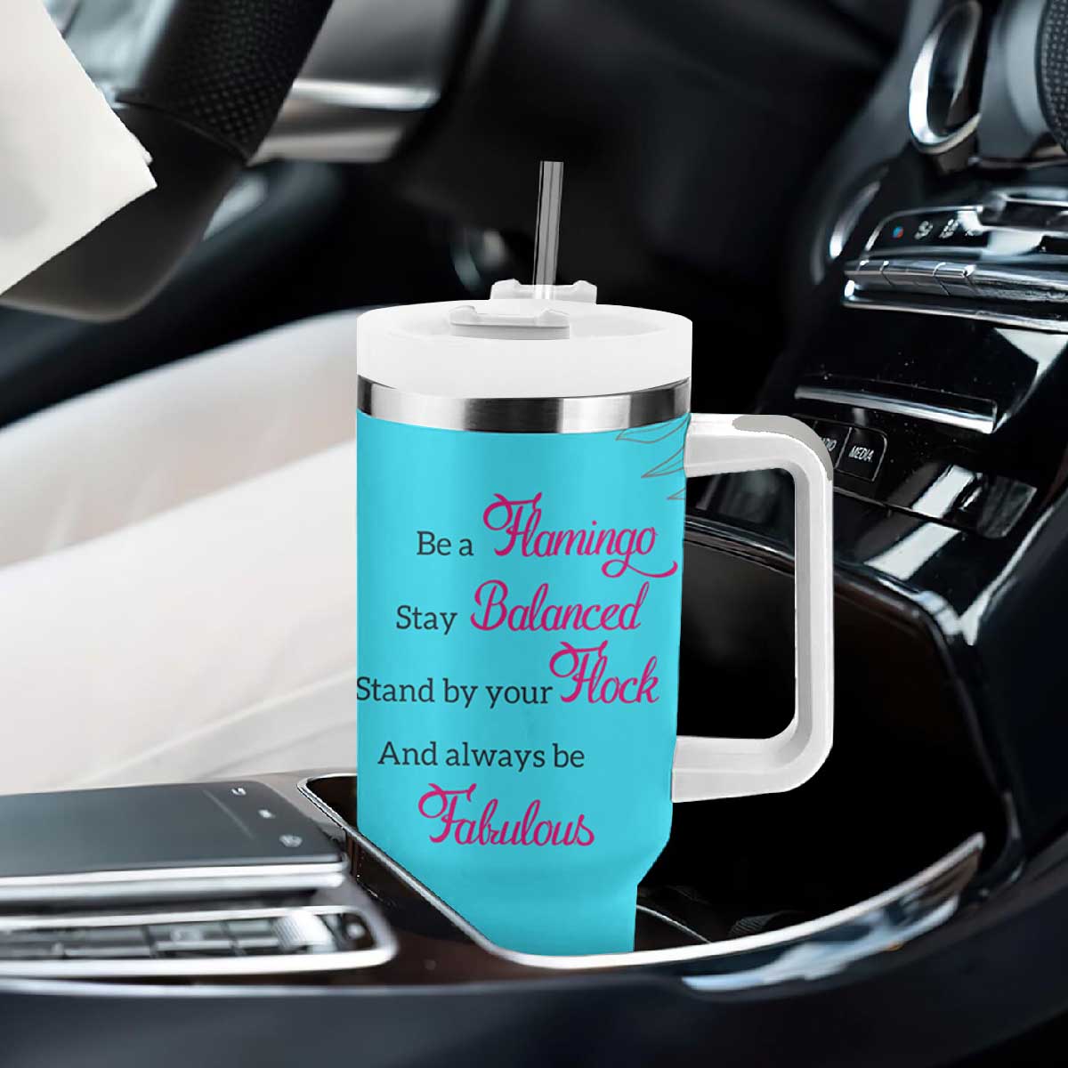 Gifts For Flamingo Lover Tumbler With Handle Positive Flamingo Affirmation Gifts TB10 Print Your Wear