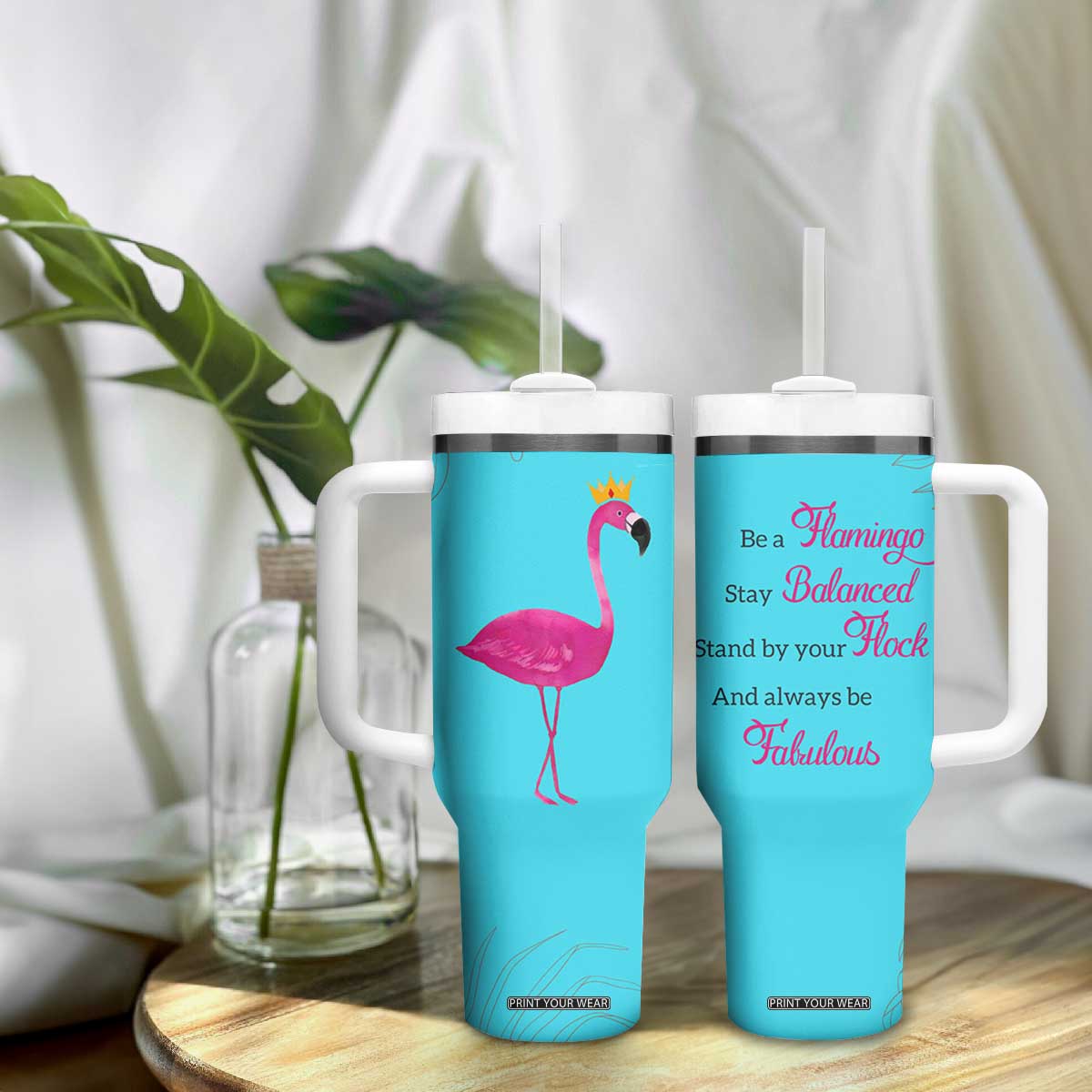 Gifts For Flamingo Lover Tumbler With Handle Positive Flamingo Affirmation Gifts TB10 Print Your Wear
