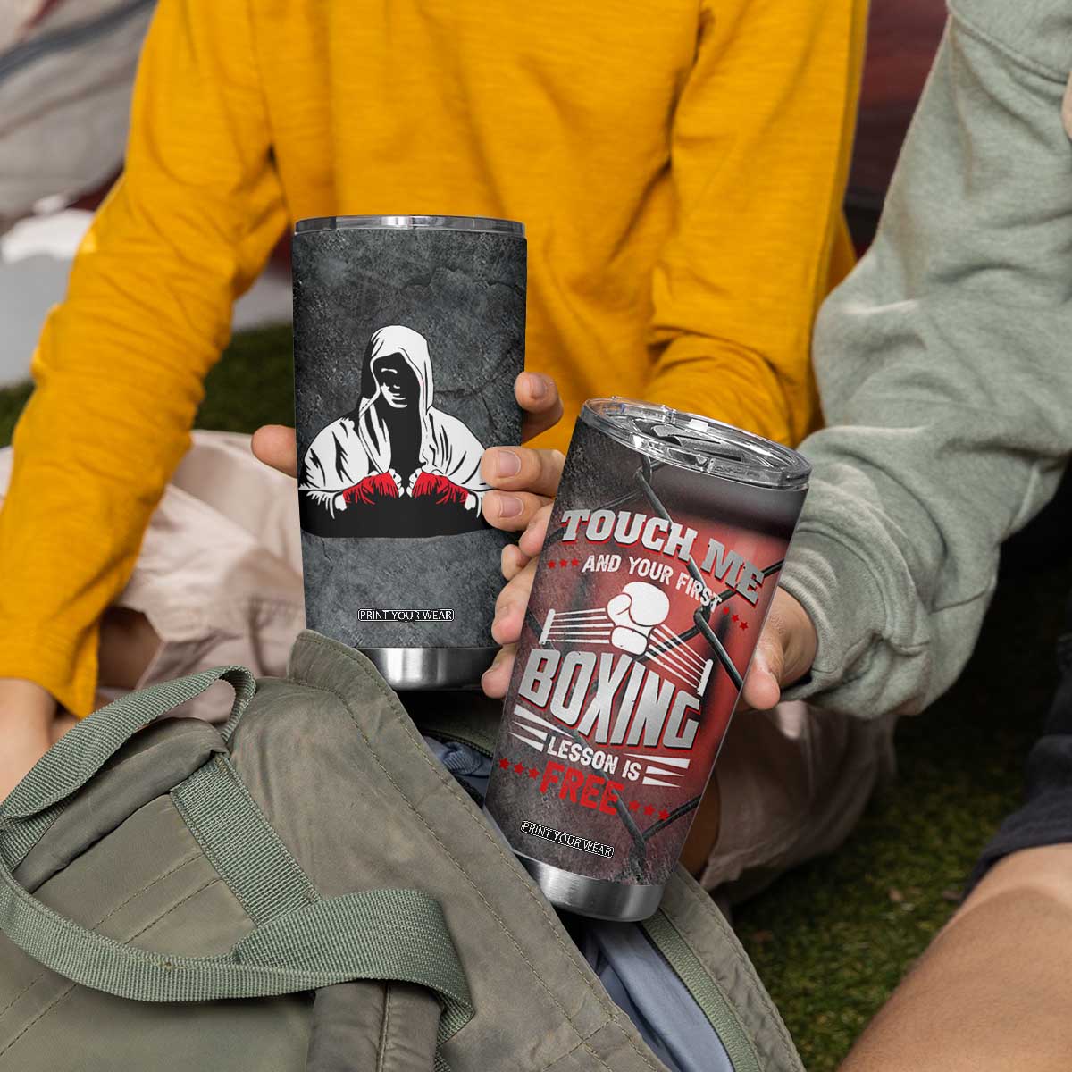 Boxing Gifts Tumbler Cup Touch Me And Your First Boxing Lesson Is Free TB10 Print Your Wear