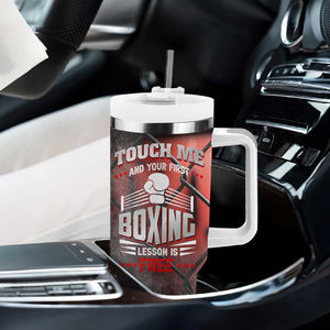 Boxing Gifts Tumbler With Handle Touch Me And Your First Boxing Lesson Is Free TB10 Print Your Wear