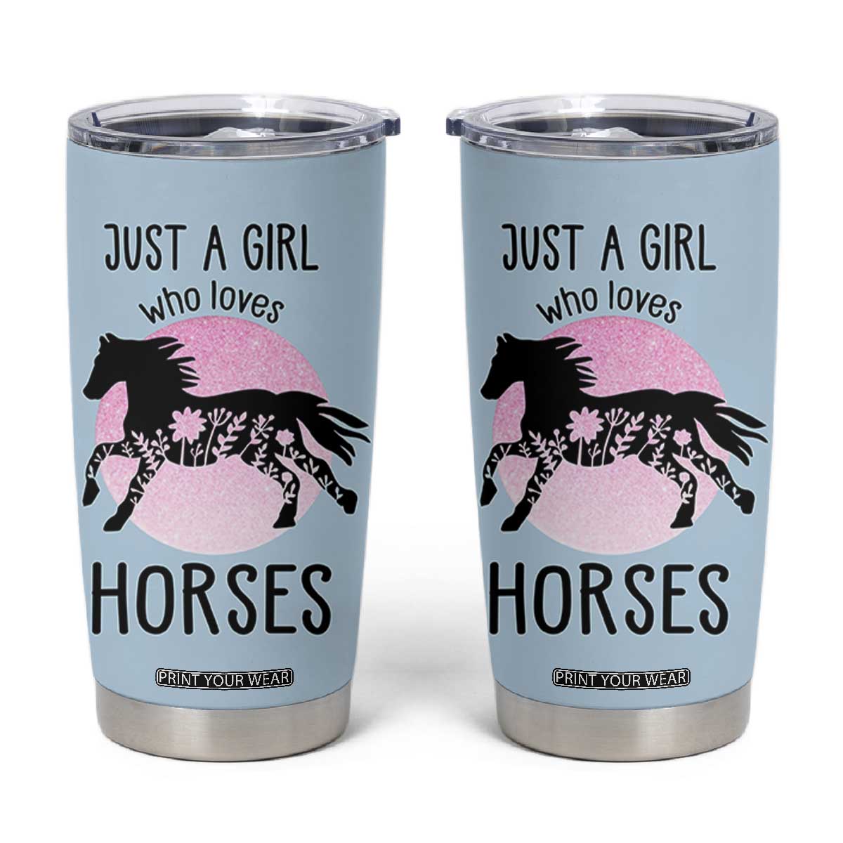 Horse Gifts For Girls Tumbler Cup Horse Lovers Equestrian Girls Cowgirl Gift TB10 Blue Print Your Wear