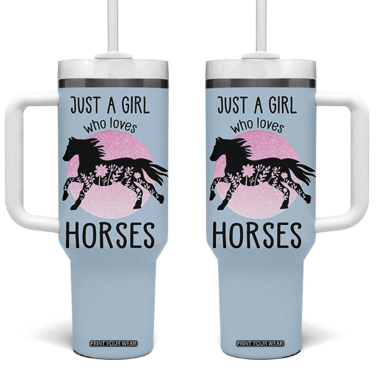 Horse Gifts For Girls Tumbler With Handle Horse Lovers Equestrian Girls Cowgirl Gift TB10 One Size: 40 oz Blue Print Your Wear