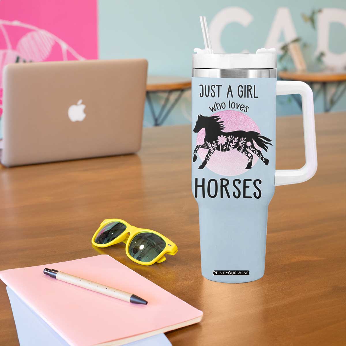 Horse Gifts For Girls Tumbler With Handle Horse Lovers Equestrian Girls Cowgirl Gift TB10 Print Your Wear