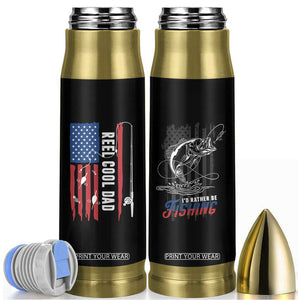Fishing Gifts For Dad Bullet Tumbler Reel Cool Dad US Flag Father's Day TB10 Black Print Your Wear