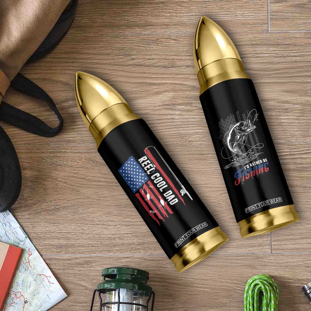 Fishing Gifts For Dad Bullet Tumbler Reel Cool Dad US Flag Father's Day TB10 Print Your Wear