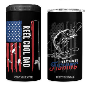 Fishing Gifts For Dad 4 in 1 Can Cooler Tumbler Reel Cool Dad US Flag Father's Day TB10 One Size: 16 oz Black Print Your Wear