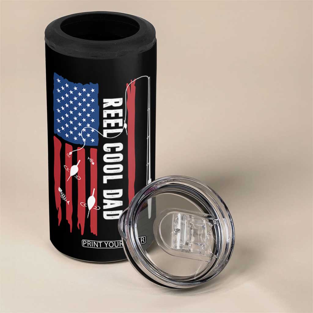 Fishing Gifts For Dad 4 in 1 Can Cooler Tumbler Reel Cool Dad US Flag Father's Day TB10 Print Your Wear